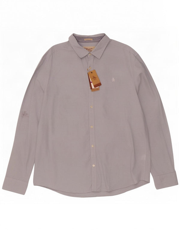 Penguin Mens Heritage Slim Fit Camisa 2XL Algodón Azul