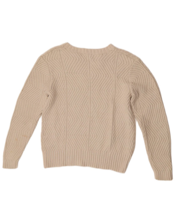 Marks & Spencer Womens V-Neck Jumper Sweater UK 10 Small Off White