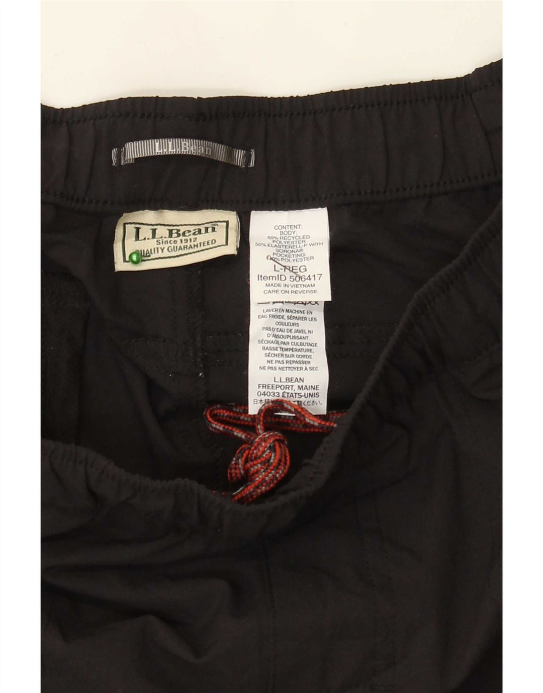 L.L.Bean Pantalón de Chándal para Hombre Grande Negro Poliéster