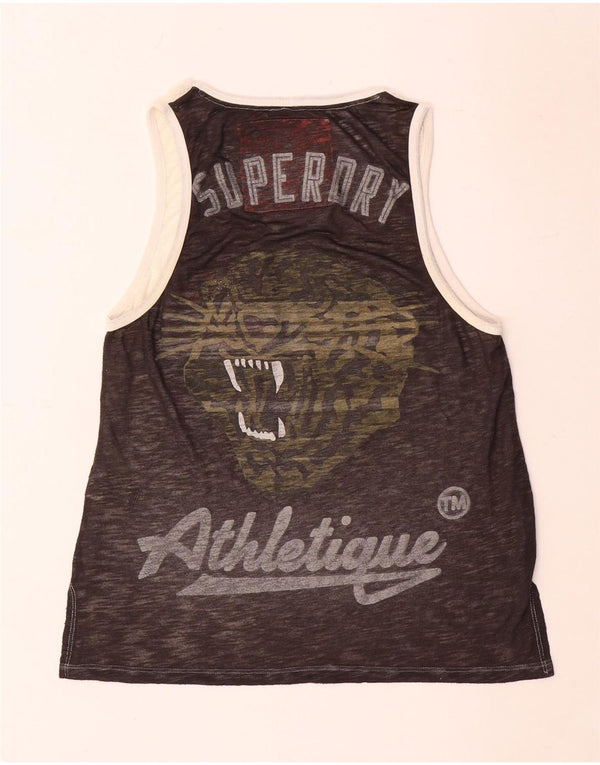 Superdry Mujer Graphic Vest Top UK 40 Small Gris Colorblock Poliéster