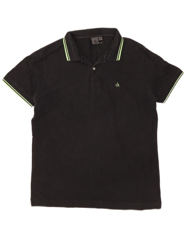 Polo Calvin Klein para hombre IT 52 Algodón a rayas negro grande