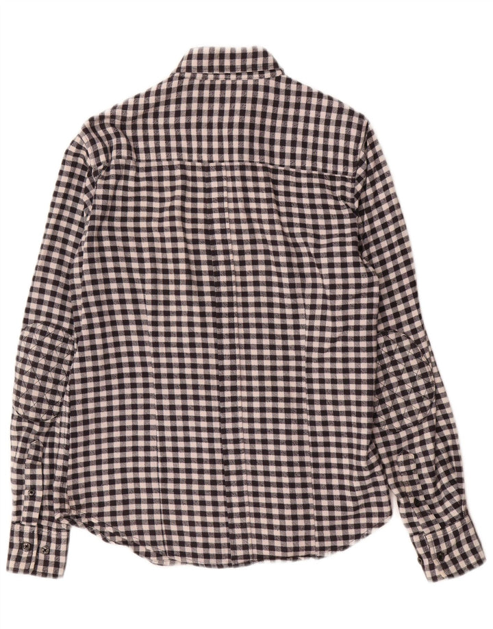 Zara Hombre Camisa De Franela Mediana Vichy Negra