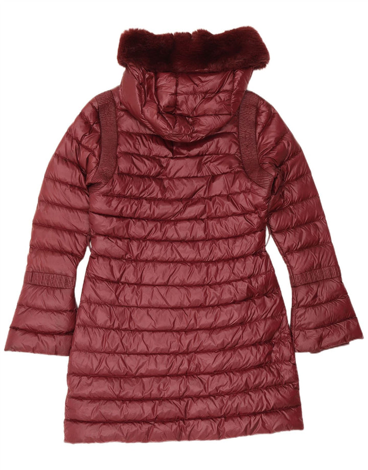 Ted Baker Abrigo acolchado con capucha para mujer Talla 2 Small Poliamida burdeos