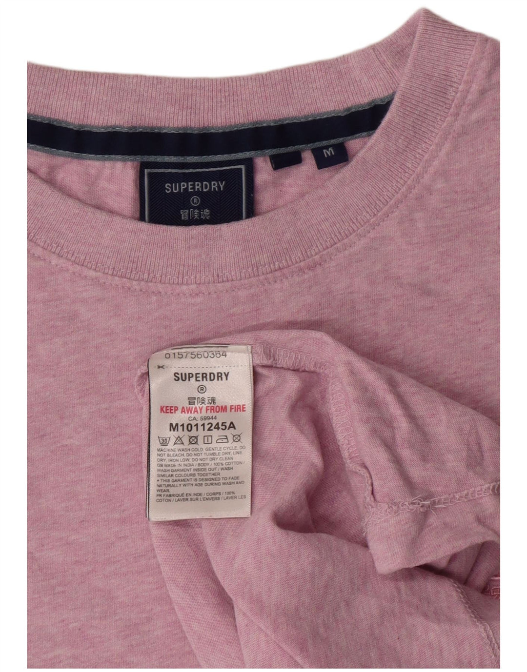 SUPERDRY Hombre Camiseta Top Algodón Rosa Medio