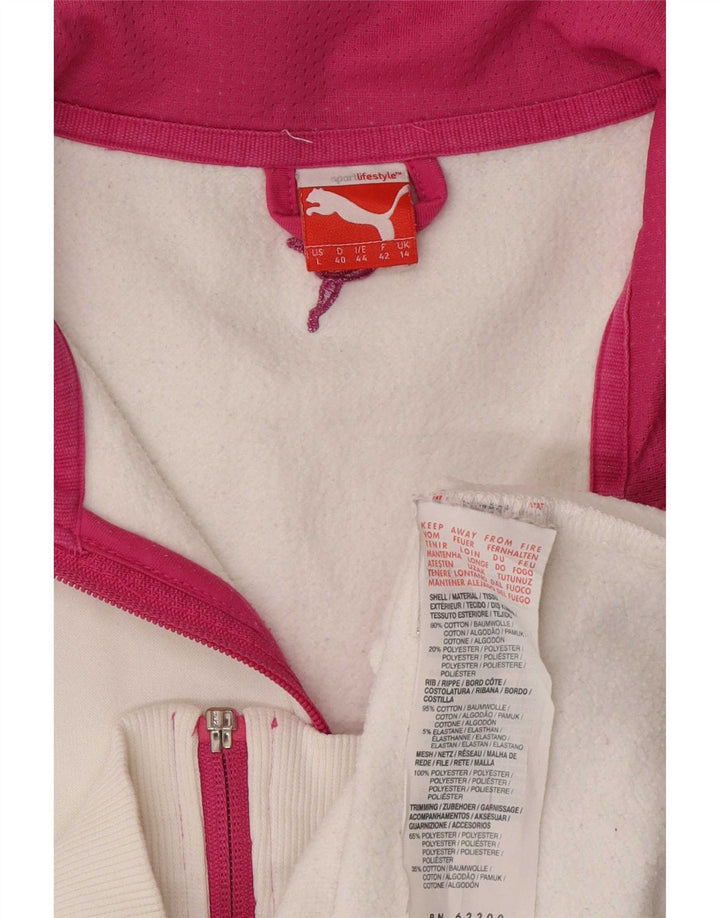 Puma Mujer Graphic Chándal Top Chaqueta UK 40 Grande Blanco Colorblock