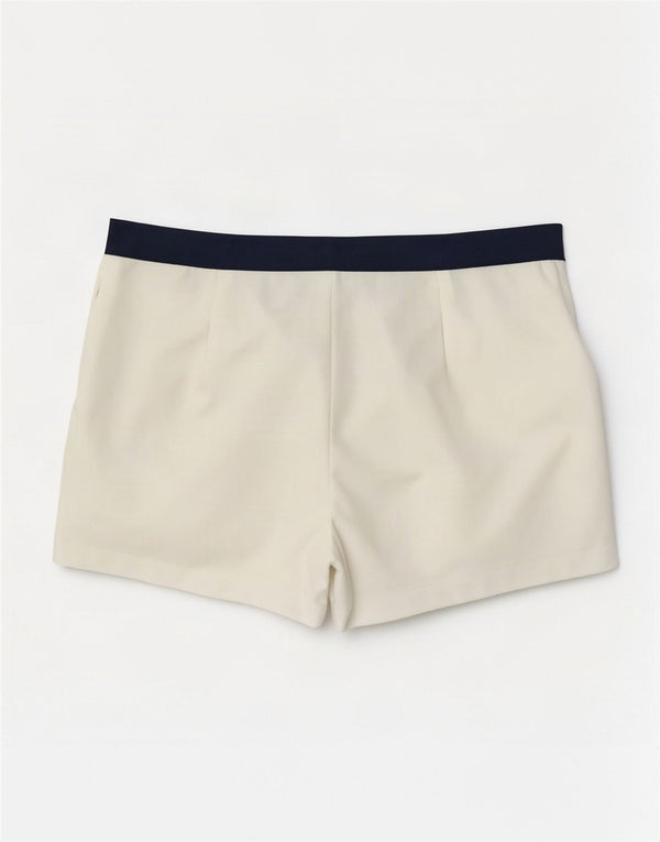 Vintage hombres pantalones cortos casuales IT 50 grande W30 blanco colorblock poliéster