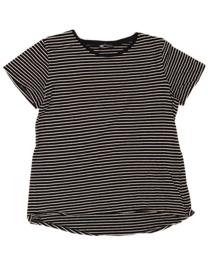 Zara Mujer Camiseta Top UK 10 Small Negro Rayas