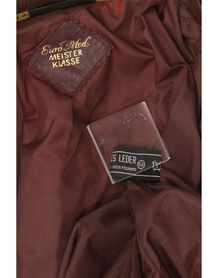 Vintage mujer bombardero chaqueta de cuero IT 54 2XL cuero burdeos