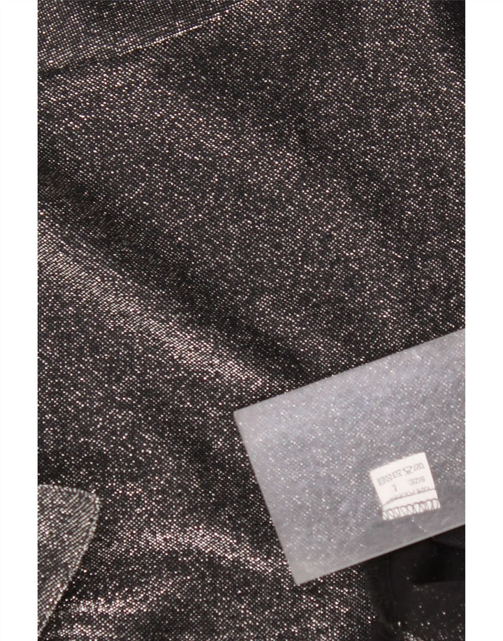 VINTAGE Blusa camisa de gran tamaño para mujer Reino Unido 16 Poliéster moteado negro grande