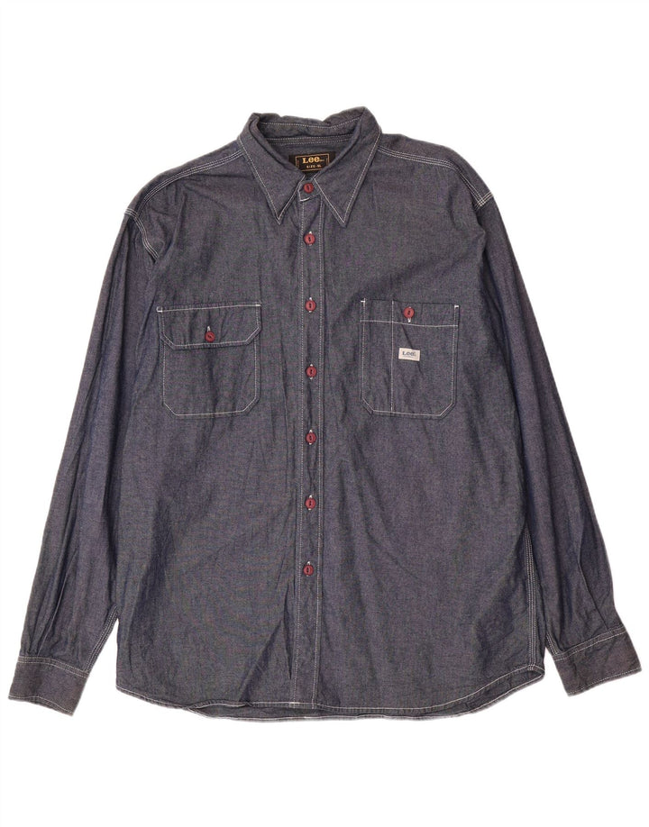 LEE Camisa Hombre XL Azul Marino Algodón