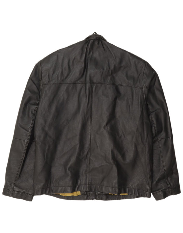 Pierre Cardin Chaqueta bomber de cuero para hombre UK 40 Large Black