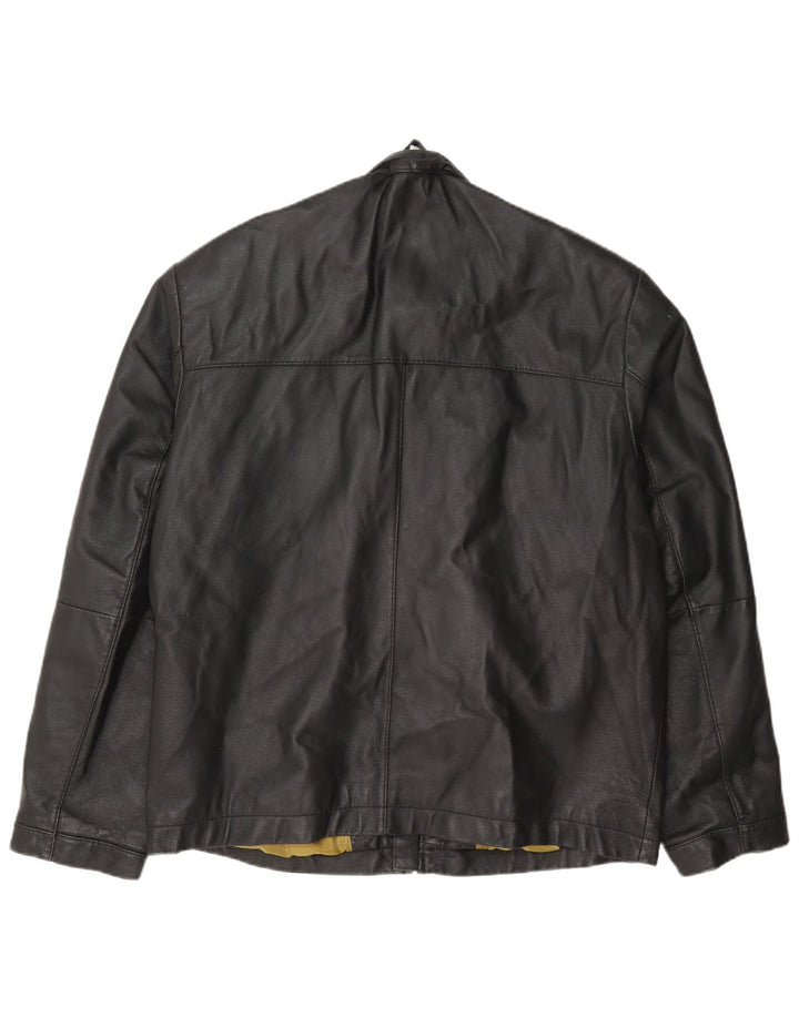 Pierre Cardin Chaqueta bomber de cuero para hombre UK 40 Large Black
