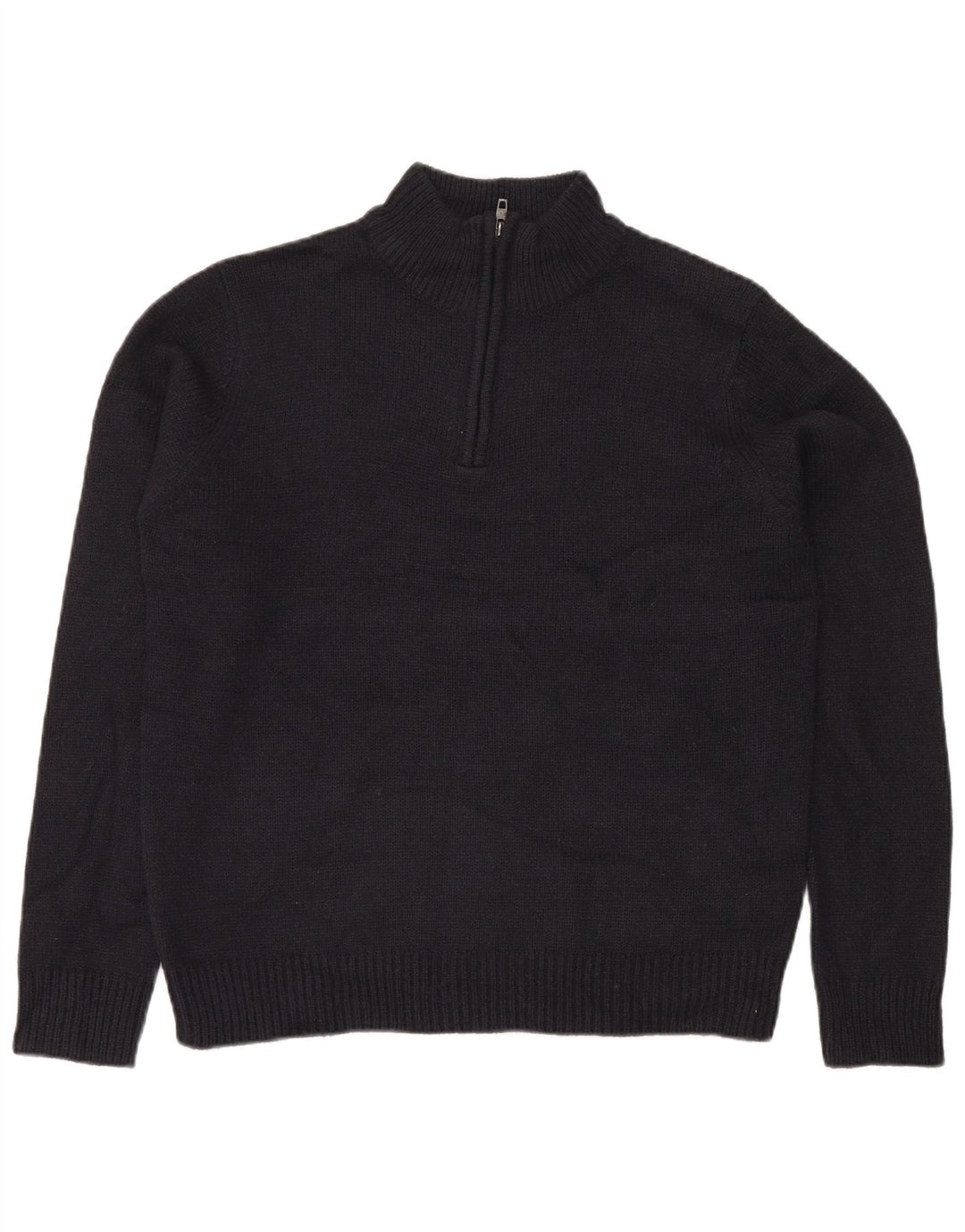 French Connection Jersey con cuello y cremallera para hombre, talla grande, acrílico azul marino