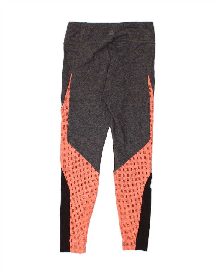 REEBOK Womens Leggings UK 12 Medium  Grey Colourblock Polyamide Vintage Reebok and Second-Hand Reebok from Messina Hembry 
