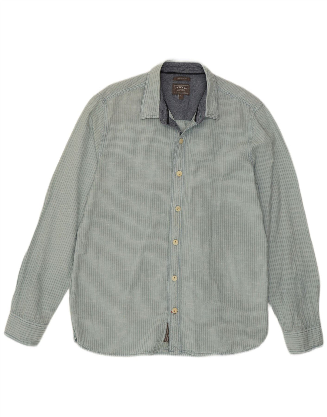 Camisa de corte clásico para hombre de Fat Face, talla grande, de lino a rayas azules