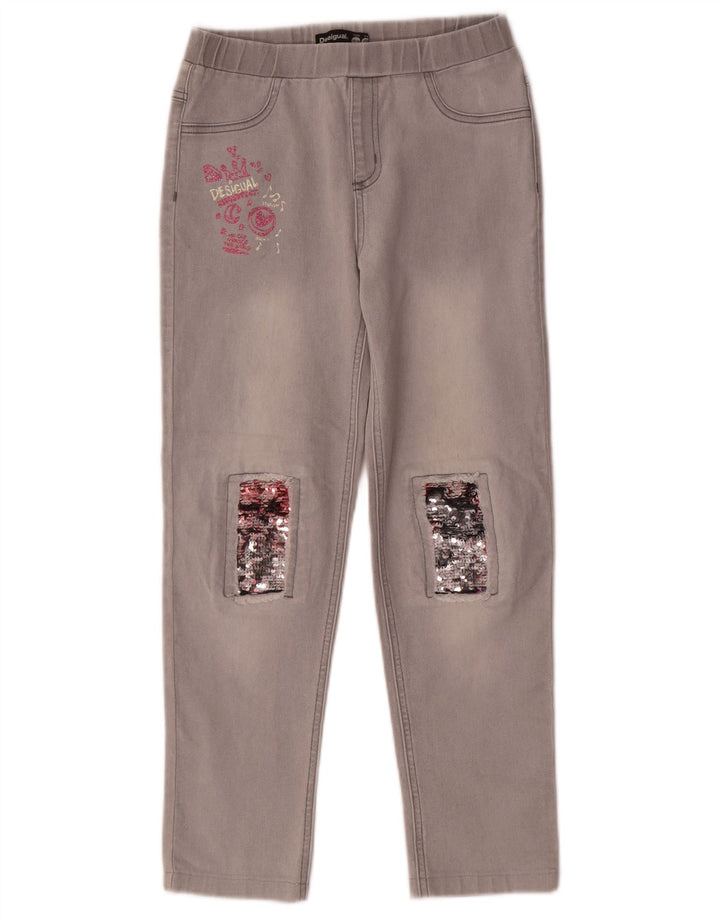 DESIGUAL Vaqueros jegging gráficos para niñas 13-14 años W26 L24 Algodón gris