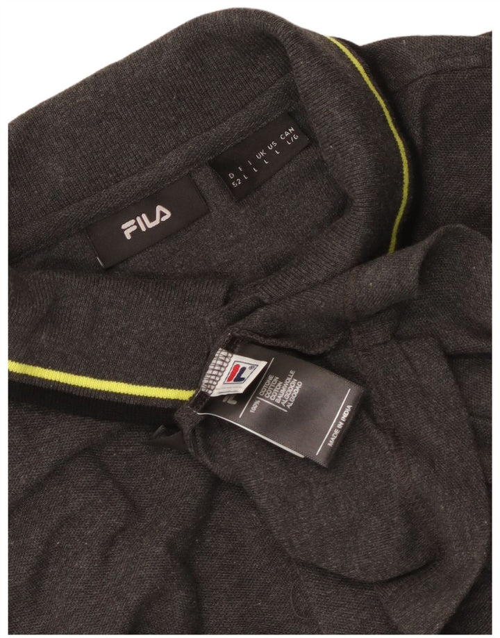 Fila Polo para hombre de algodón gris grande