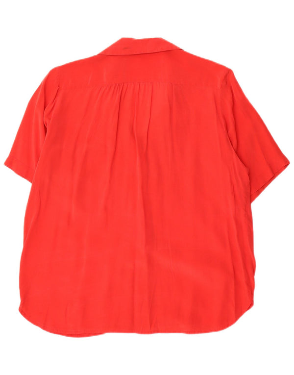 Vintage mujer manga corta camisa blusa Reino Unido 16 rojo grande