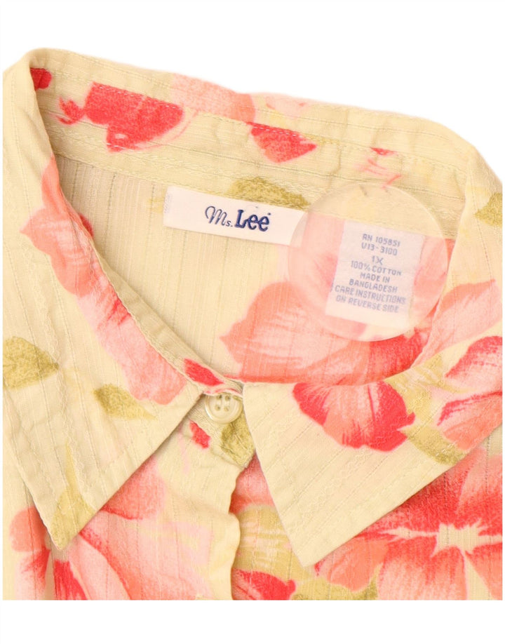 Lee Blusa de manga corta para mujer UK 40 XL Algodón floral amarillo