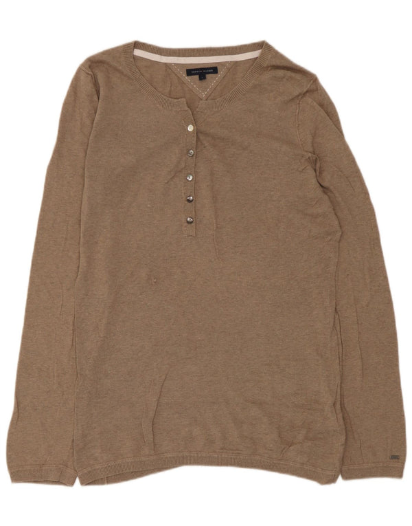 Tommy Hilfiger Suéter con Cuello Barco para Mujer UK 40 Grande Algodón Marrón