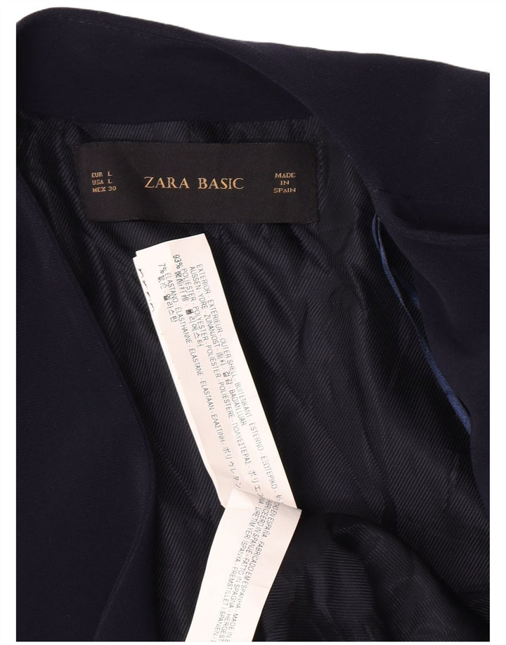 Zara Chaqueta tipo blazer abierta para mujer UK 44 Grande Poliéster azul marino