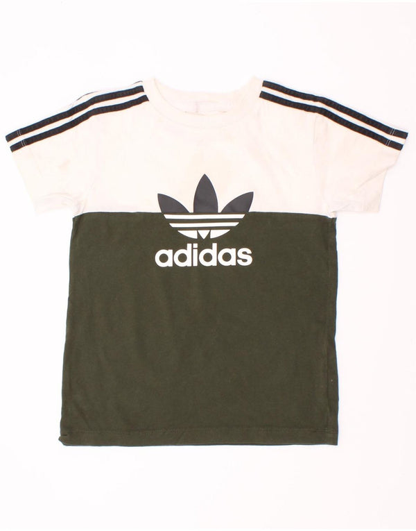 Adidas Camiseta gráfica para niños 3-4 años Caqui Colorblock Algodón