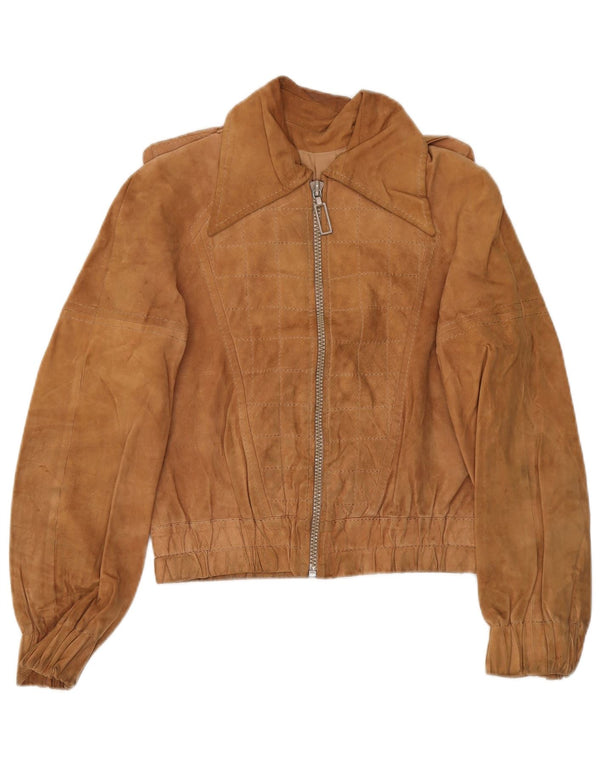 Chaqueta de ante militar vintage para mujer IT 48 XL Marrón