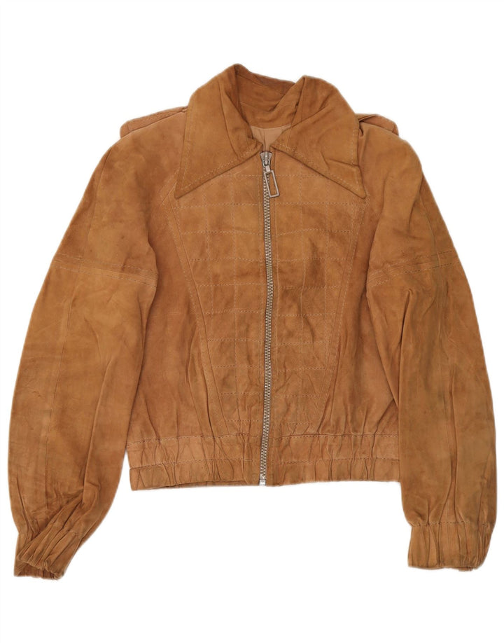Chaqueta de ante militar vintage para mujer IT 48 XL Marrón