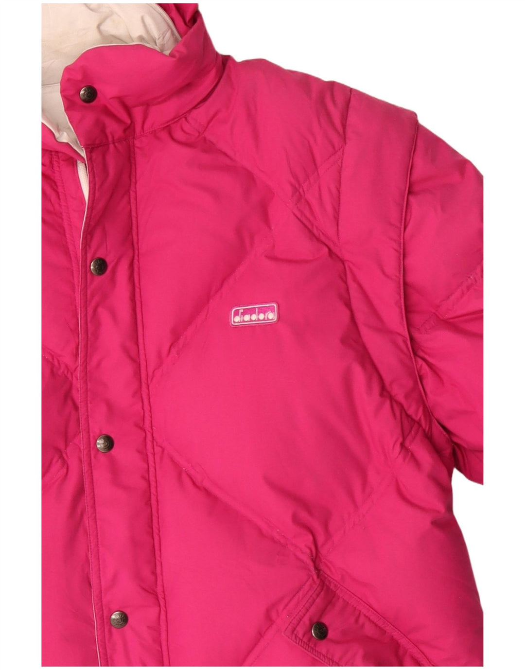Diadora Chaqueta acolchada reversible con capucha para hombre, talla 40, poliéster rosa grande