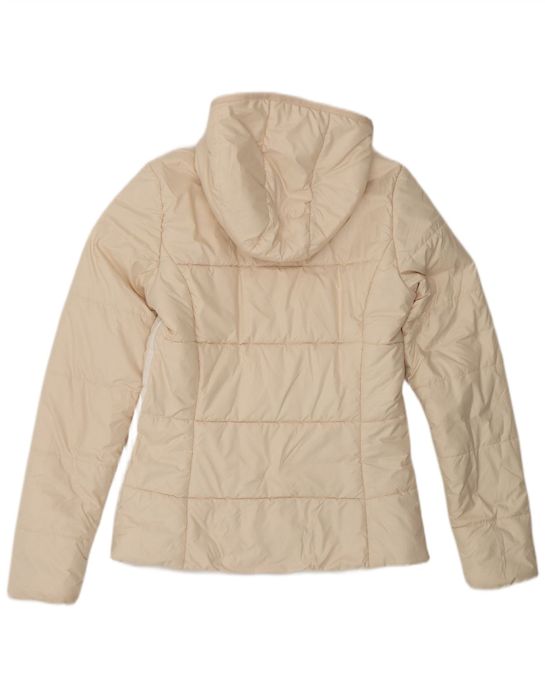 Adidas Chaqueta acolchada con capucha para mujer UK 10 Small Beige Colorblock Poliéster