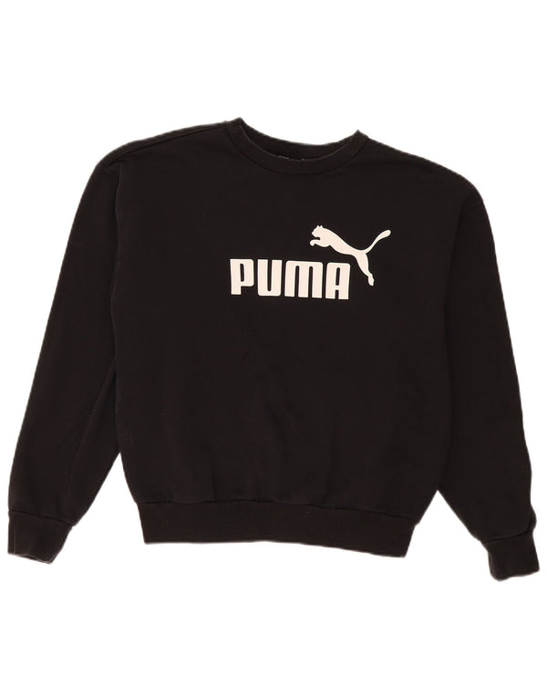 Puma Sudadera de gran tamaño con gráfico para mujer UK 6 XS Algodón negro