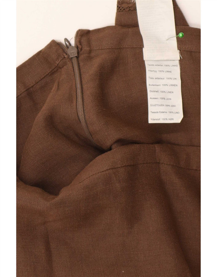 Falda Escalonada Mujer Massimo Dutti W30 Lino Marrón Medio