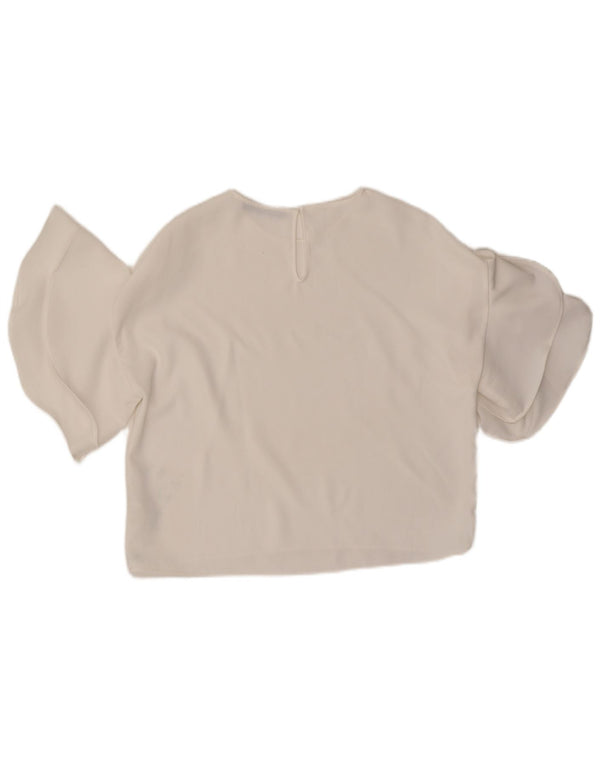 Zara Mujer Batwing Blusa Extragrande Top UK 10 Small Poliéster Blanco