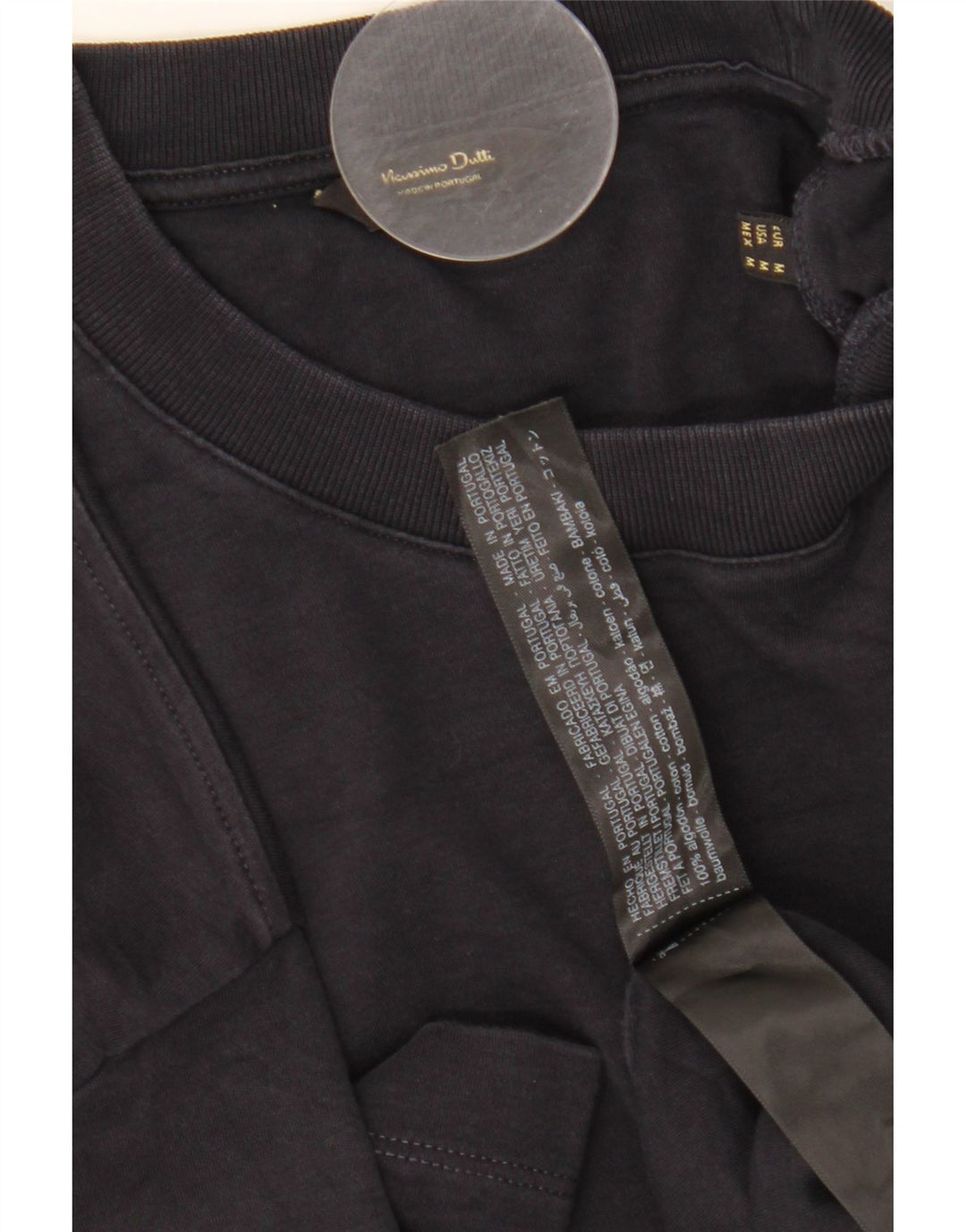 Camiseta Massimo Dutti Hombre Top Mediano Negro Algodón