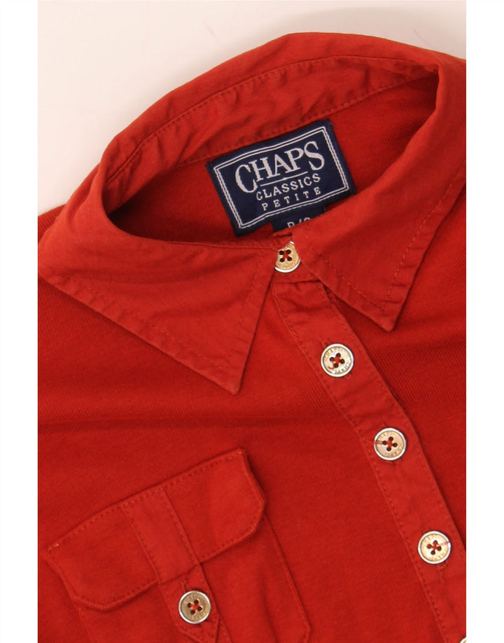 CHAPS Womens Petite Pullover Shirt Blouse UK 10 Small Red Cotton Vintage Chaps and Second-Hand Chaps from Messina Hembry 