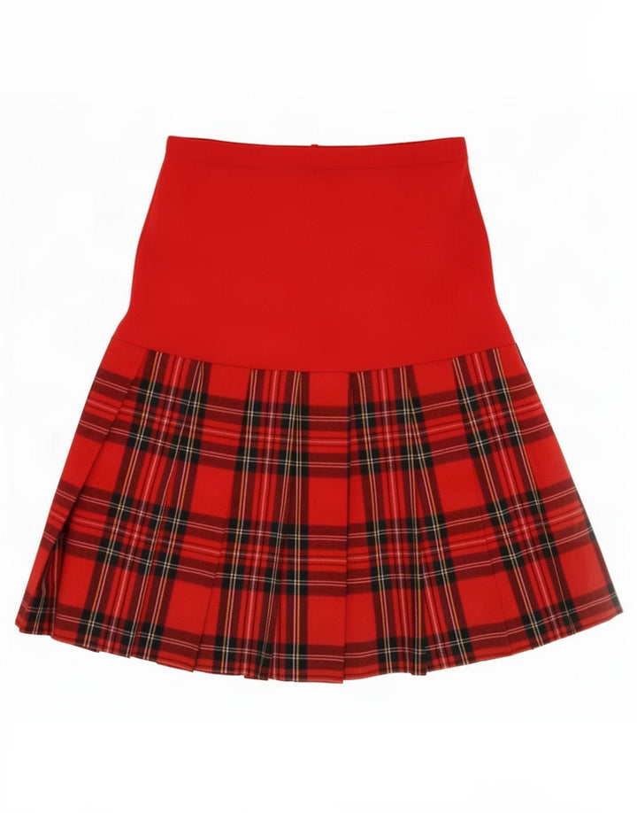 Falda plisada vintage para mujer grande W32 cuadros rojos