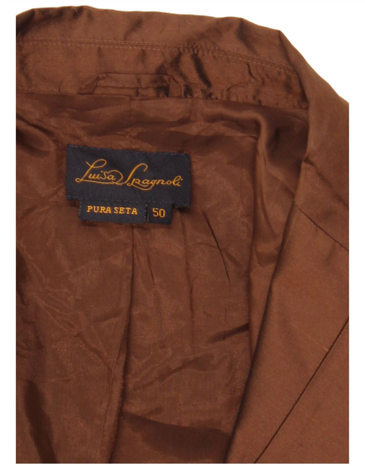 LUISA SPAGNOLI Chaqueta blazer de manga 3/4 con 1 botón para mujer IT 50 grande marrón