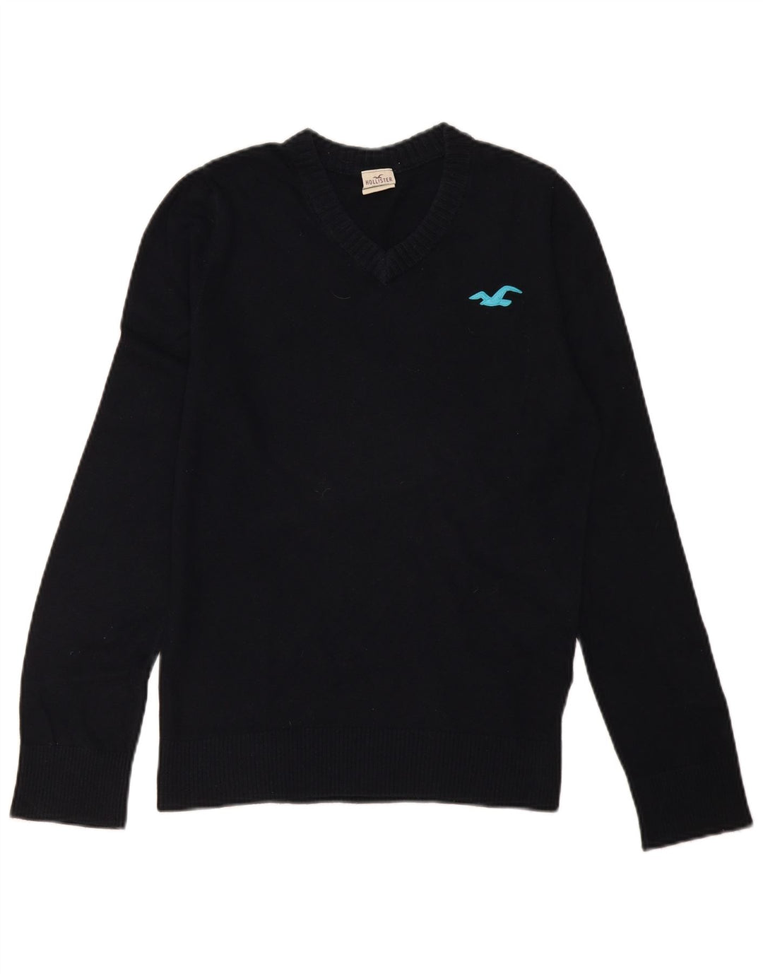 Jersey Hollister Hombre con Cuello en V Jersey de Algodón Azul Marino Mediano