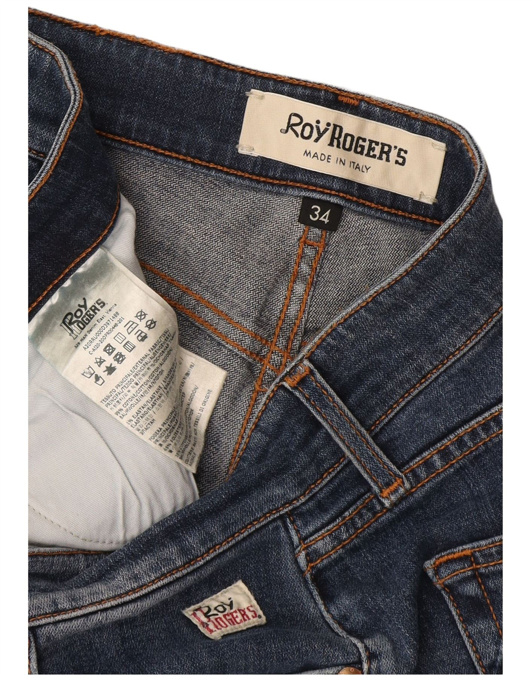 Roy Rogers Vaqueros ajustados desgastados para hombre W34 L29 Algodón azul