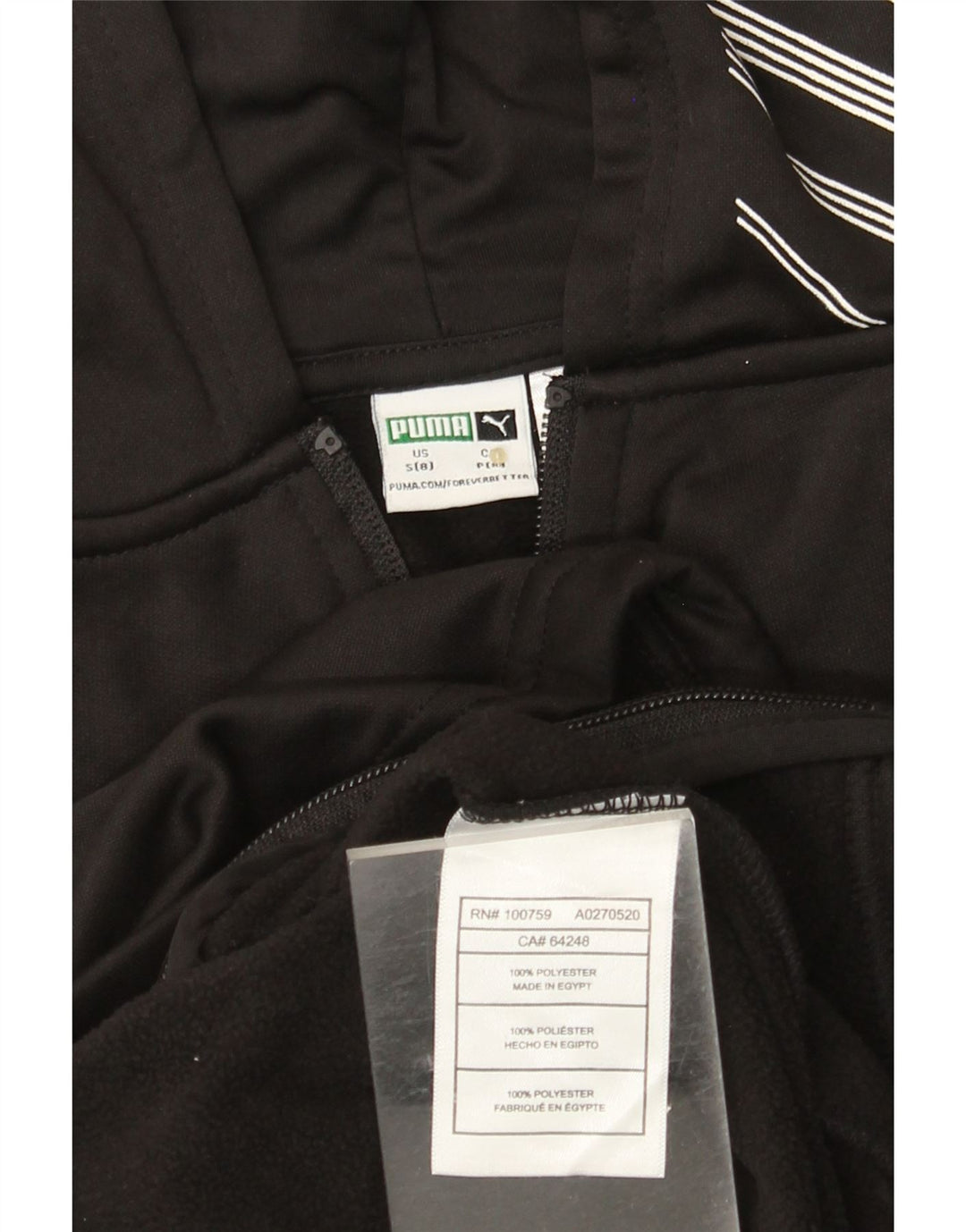 PUMA Suéter con capucha y cremallera gráfica para niñas 7-8 años Pequeño Poliéster negro