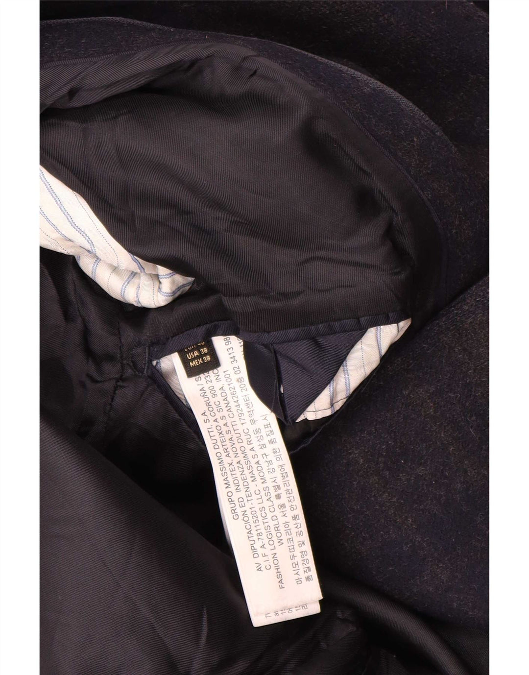Abrigo Massimo Dutti Hombre EU 48 Mediano Lana Cuadros Azul Marino