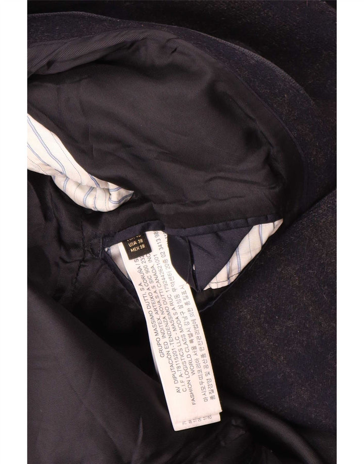 Abrigo Massimo Dutti Hombre EU 48 Mediano Lana Cuadros Azul Marino