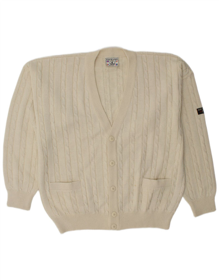 Navigare Suéter tipo cárdigan para hombre XL Blanco roto