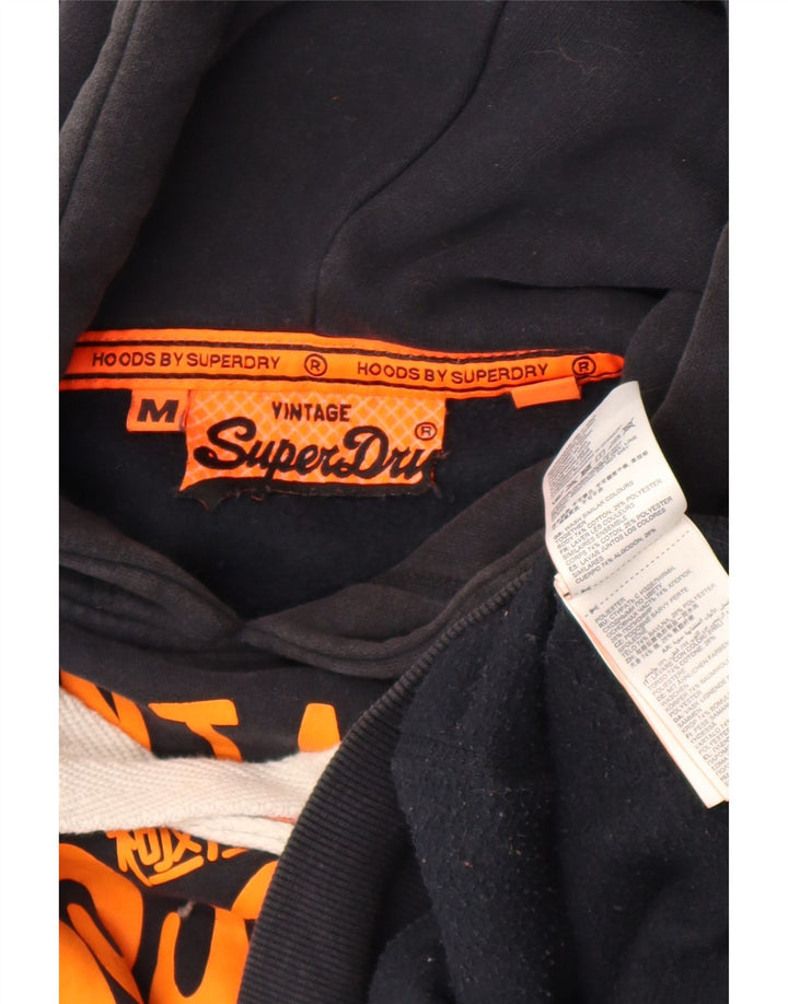 Superdry Jersey con capucha gráfica de algodón negro mediano para hombre