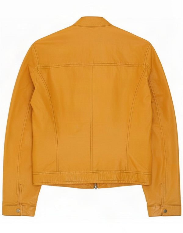 Chaqueta de cuero vintage para hombre IT 52 XL Amarillo