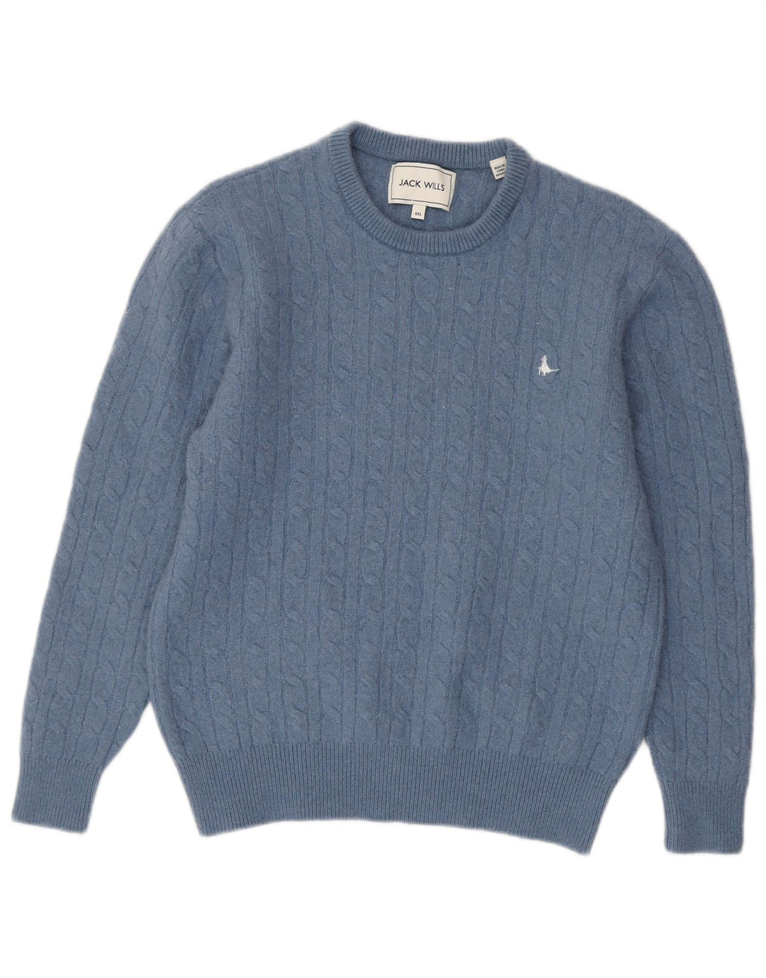 JACK WILLS Jersey de cuello redondo para mujer, suéter de lana azul pequeño