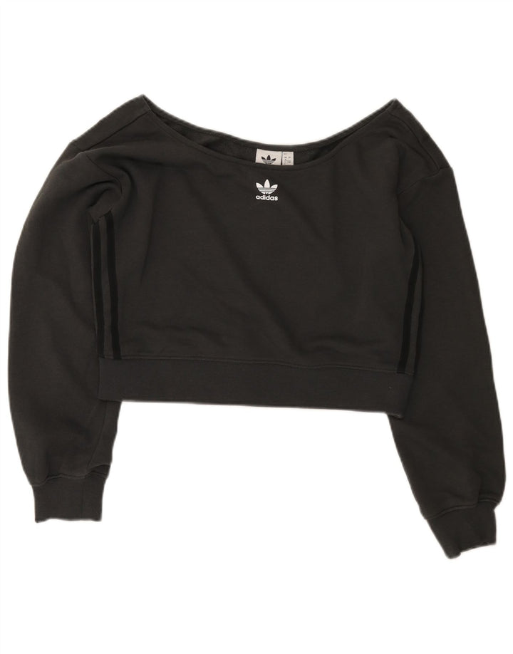 Adidas - Sudadera corta extragrande para mujer, talla 8, color negro