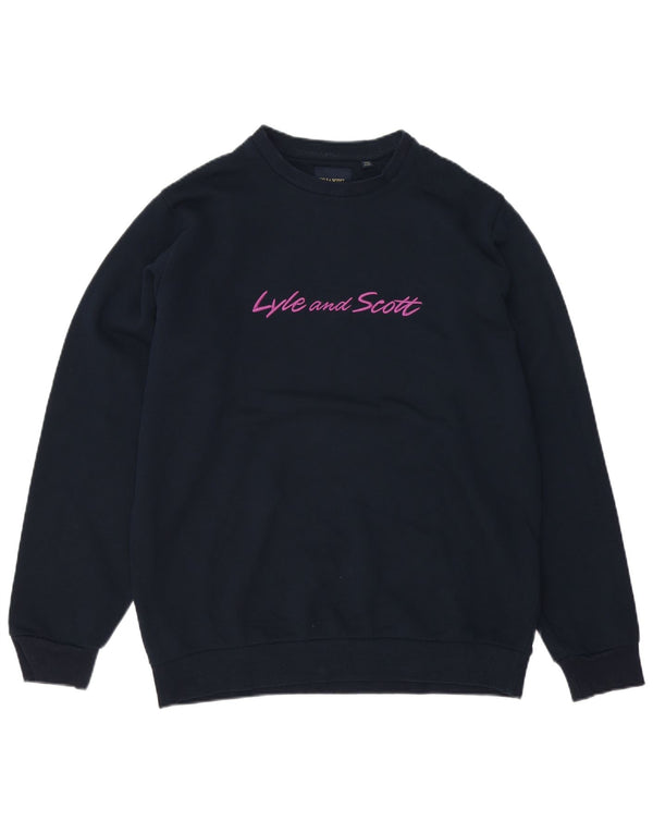 Lyle & Scott Hombre Boxy Graphic Sudadera Jumper Medium Azul Marino Algodón
