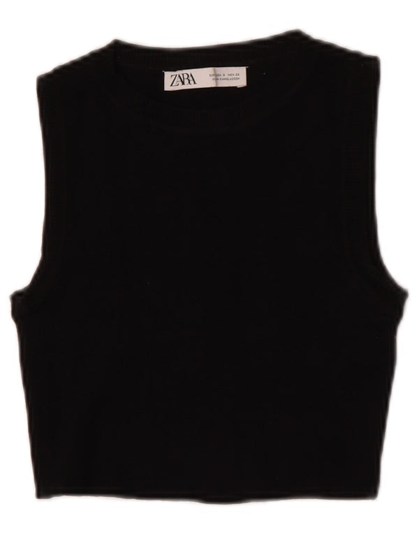Zara Mujer Crop Vest Top UK 8 Small Negro