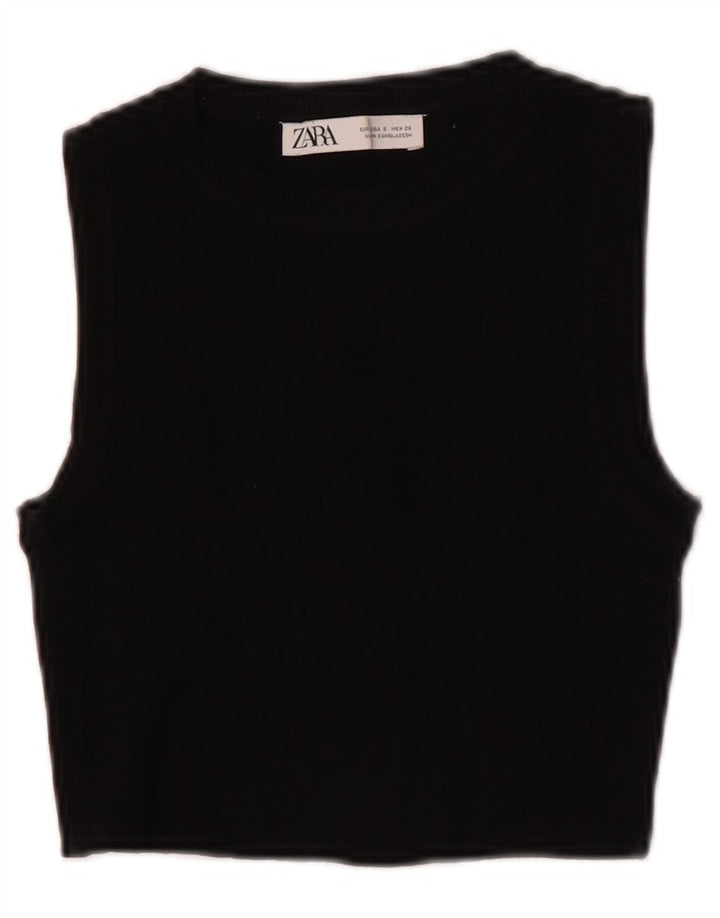 Zara Mujer Crop Vest Top UK 8 Small Negro